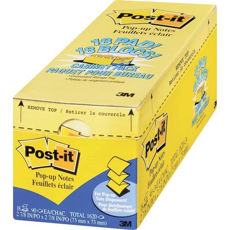 POST-IT Note, Popup, 3X3, 18Pk, Canary Pk MMMR33018CP